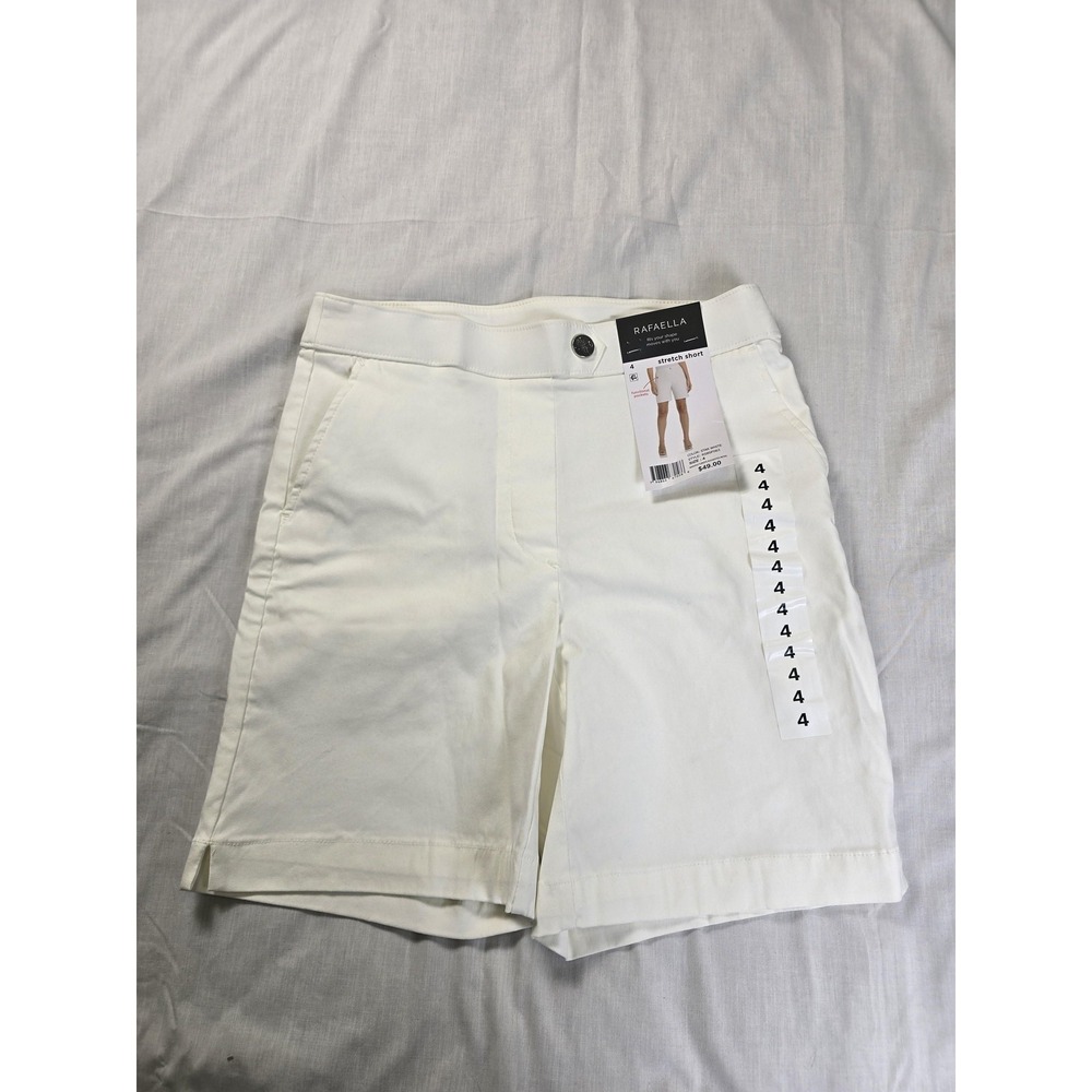 Rafaella Bermuda Shorts Womens 4 White Stretch Star White Casual Summer Pockets
